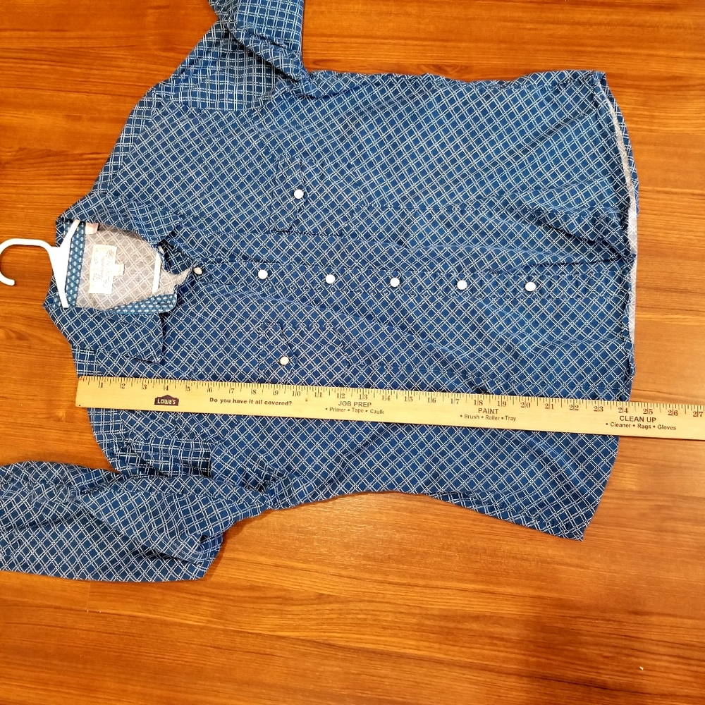 Panhandle Slim Shirt Women's Large Pearl Snap Blue Diamonds Long Sleeve Western - Picture 3 of 6